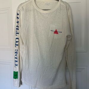 Southern Tide Off-White Long Sleeve Tee with Blue and Green Accents